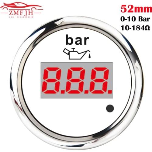 New 52mm Marine Oil Pressure Gauge 9-32V 0-10Bar Waterproof Oil Pressure Meters For Auto Car Boat Yacht Truck with Red Backlight
