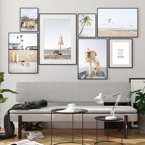 Landscape By The Beach Sea Surfing Surfboard Picture Canvas Poster Print Picture Wall Art Painting For Living Room Decoration