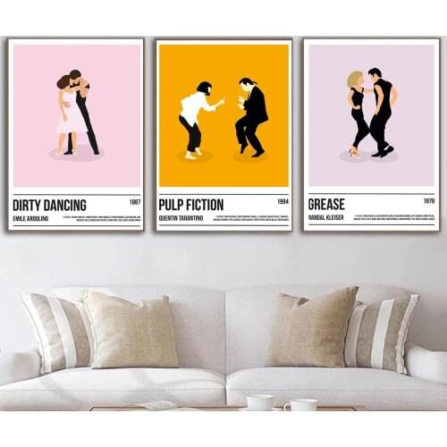 Pulp Fiction Poster Art Print Classic Movie Jack Rabbit Dance Poster Minimalist Wall Art Canvas Painting Wall Picture Home Decor