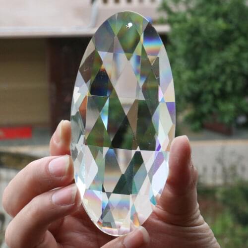 120MM Oval Transparent Crystal Prism Glass Chandelier Hanging Decorative Prism Sun Rainbow Catcher Chandelier Curtain Accessory