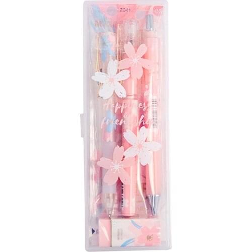 1 set Cute Stationery Set Include PP Box,Gel Pen,Pencil,Eraser 8 In 1 Gift Stationary Office School Set Quick-drying Pen