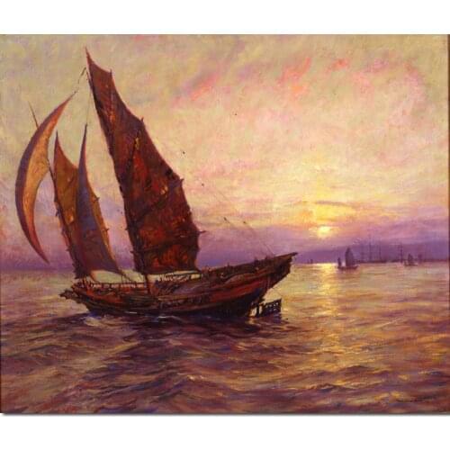 Oil painting sailboats China Cross the Bay Frank Vining Smith home decor High quality Handmade