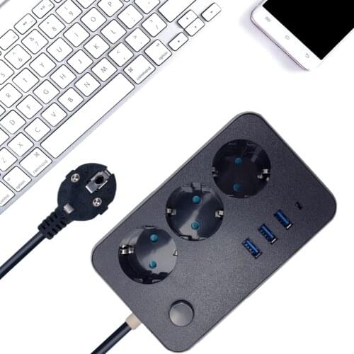 Newest Wall USB Power Socket Bedroom Socket AC 110V-250V 16A 1.8M Extension Cord Desktop Socket EU/UK Plug Adapter 6USB/3USB