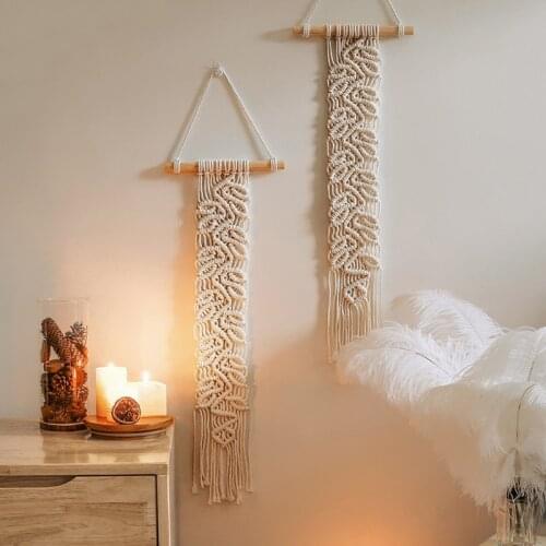 Nordic Macrame Hand Woven Tapestry Boho Wall Hanging Room Ornaments Crafts Geometric Art Living Room Home Backdrop Decoration