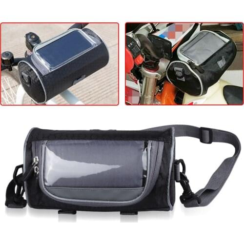 Motorcycle Bicycle Head Front Storage Bags Bike Tube Handlebar tool Bag Case Holder Touch Screen Cell Mobile Phone Mount Bag