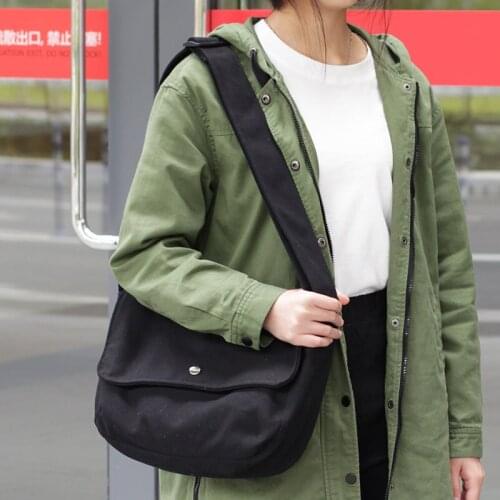 Shoulder Bag Female Korean Version of Simple Solid Color Canvas Bag Leisure Mori Art Fashion Retro Messenger Bag