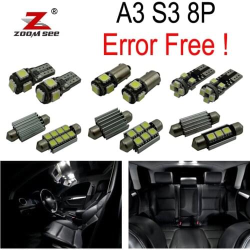 20pc LED door lamp + LED Bulb Interior Light Kit for Audi A3 S3 8P 3 Door and 5 Door -Sportback (2003-2013)