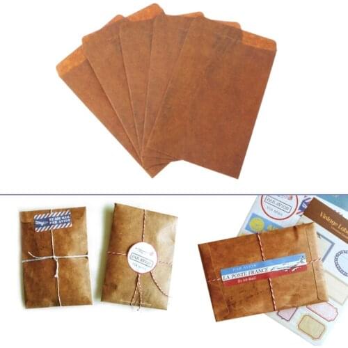2021 New 5 pcs/lot Creative Style Vintage Kraft Paper Envelope For Postcard Novelty Item Kids Gift Stationery