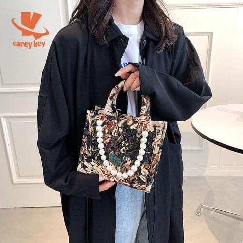 CAREY KAY Women Embroidery Large-Capacity Handbags Female 2021 New Luxury Shoulder Bags Vintage Pearl Messenger Tote Bags