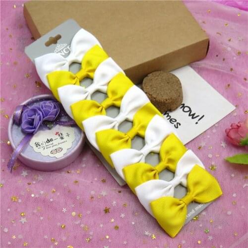 10PCS/Lot Cute Yellow White With Clip Grosgrain Ribbon Bows Hairpins 2020 Scrunchie Korean CLIP Hair Accessories For Baby Girl