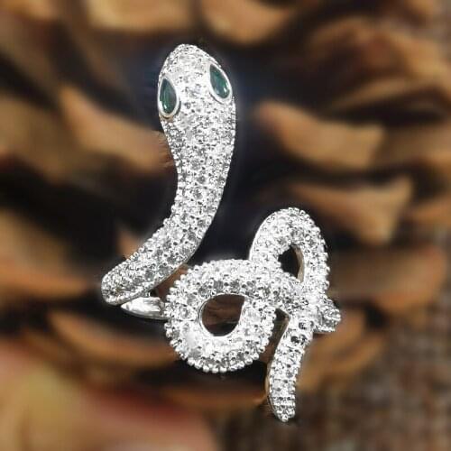 Zerong jewelry Rings for MEN Women Snake Ring Exaggerated silver gold Plated zirconal stone ring