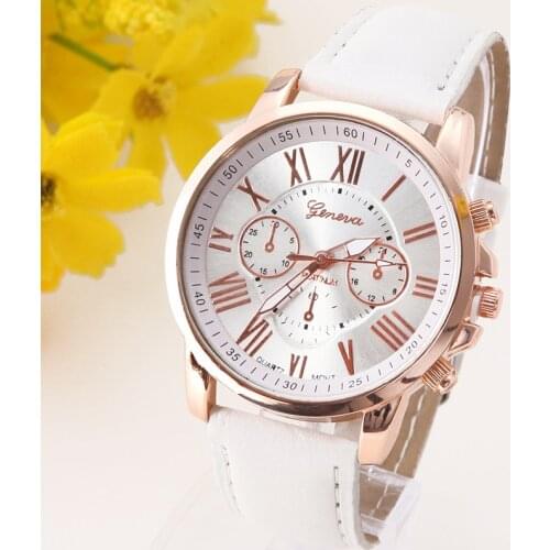 ORIGINAL Quality Geneva Platinum Watch Women Fashion Romantic Brand New PU Leather wristwatch dress reloj ladies gold gift A578