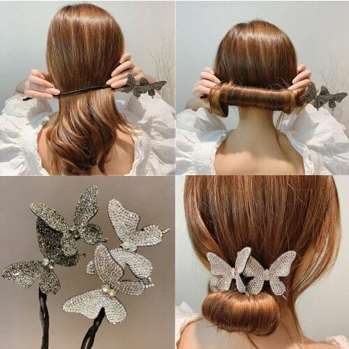 Women Butterfly Hair Clip Magic Style Hair Styling Tools Buns Braiders Curling Maker Headwear Hair Rope Elegant Hair Accessories