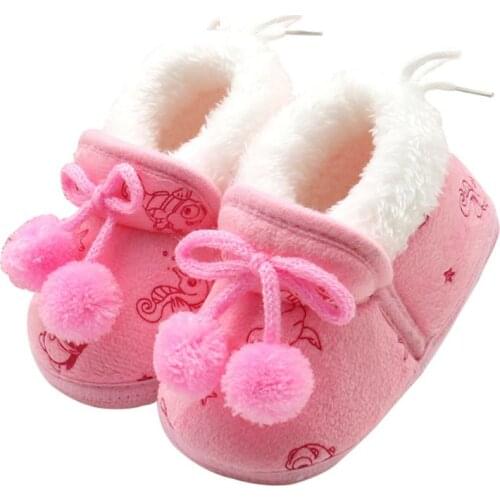 Winter Sweet Warm Newborn Baby Girls Princess Winter Boots First Walkers Soft Soled Infant Toddler Kids Girl Footwear New