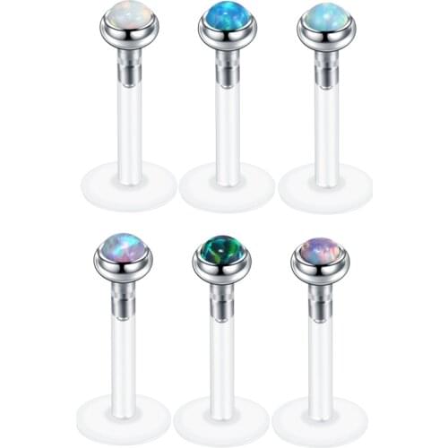 1Pc Bioplast Flexible Labret Stud Lip Piercing 3 Size Rod +1 Head Lip Ring Ear Cartilage Tragus Helix Body Piercing Jewelry 16G
