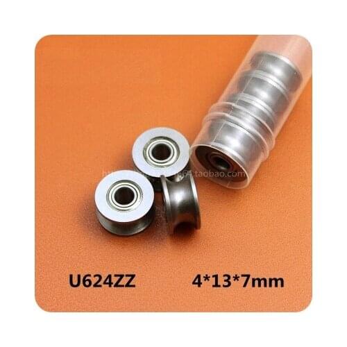 100pcs/lot high quality U624ZZ 624UU 4x13x7mm Mini U groove ball bearing with u-shaped slot 4*13*7 mm