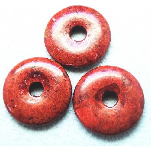 2PCS Nature Red Sponge Coral Donuts Shape Size 35MM For Lovely Fashion Jewelry Making Findings Wholesale Free Shipping
