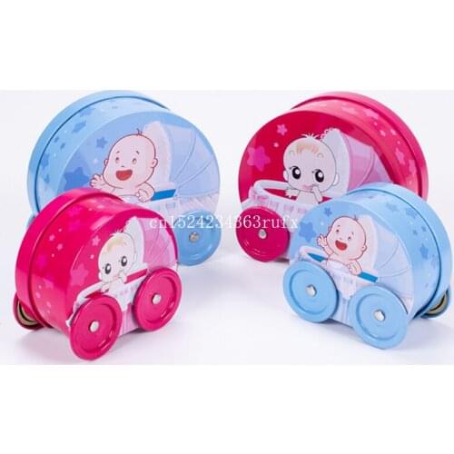 200pcs Trolley Candy Box Chocolate Boxes Tin Box Case Baby Boy Girl Trolley Biscuit Gift Boxes for Baby Shower Party
