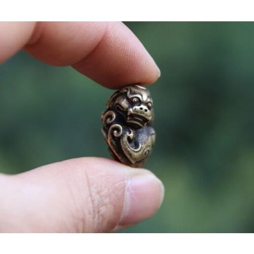 3 CM Tibet 100% Pure Bronze Foo Dog Counteract Evil Force Animal Lucky Amulet Pendant
