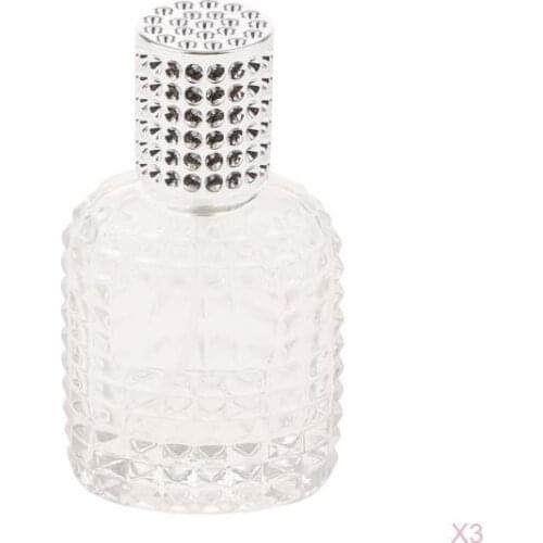 3x Pineapple Glass Perfume Bottle Essential Oil Bottle Container Silver 50ml