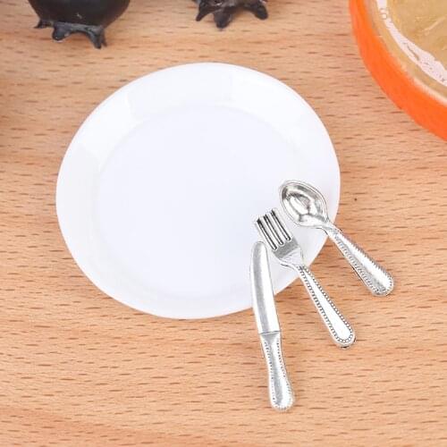 4Pcs/Set Restaurant Doll House Accessories Mini Western Tableware Dish Model Furniture Decoration Doll House Miniature Toy