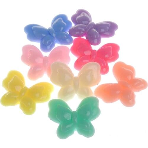 400pcs/Lot 21*18mm Acrylic Solid Pastel Spring Colors Butterfly Shape Jewelry Beads Platsic DIY Necklace Kids Ornaments Material