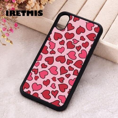Iretmis 5 5S SE 2020 Phone Cover Case for iPhone 6 6S 7 8 Plus X Xs XR 11 12 Mini Pro Max Silicone TPU Hearts red pattern