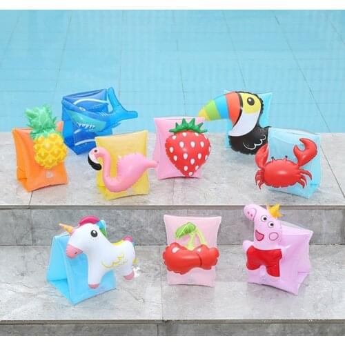 Children Swim Arm Circle Bands Baby Floats Safety Shape Thick Inflatable Armband Floater Trainer Unicorn Whale Dinosaur Pool Toy