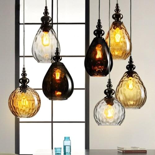Designer Nordic glass pendant lights restaurant bedroom cafe bar clothing store three glass dripping pendant lights glass
