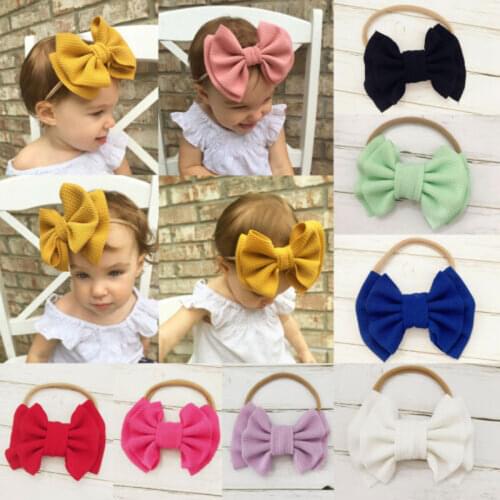 Focusnorm 9 Colors Kids Baby Girls Big Bow Hairband Knot Elastic Headband Hair Accessories