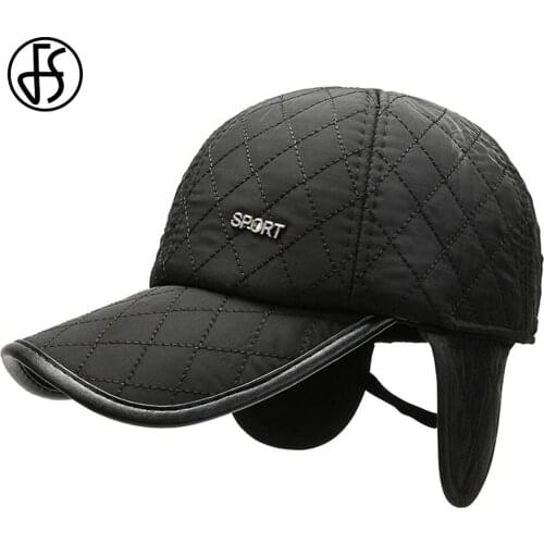 FS 2021 Winter Earflap Cap Middle-aged Plaid Baseball Caps For Men Women High Quality Cotton Ear Protect Trucker Hat Casquette