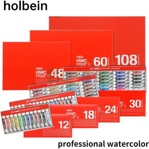 JP) Holbein Artist-level Tubular Watercolor Paint 24 30 60 108 Colors 5ml Transparent Gouache Paint Set,Artist Grade Acuarela