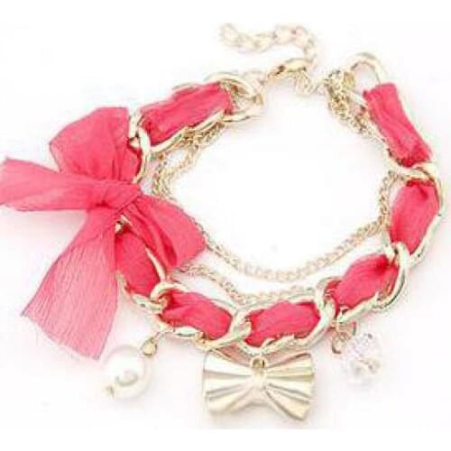 Korean Fashion Summer Lace Bow Imitation Pearl Bracelet Exquisite Gift Exquisite Girls Ready