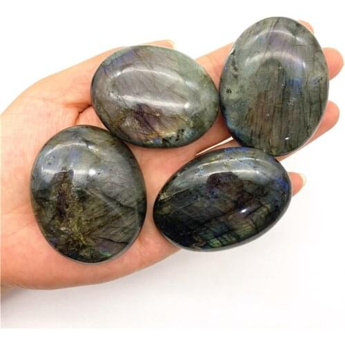 Beautiful 1PC Natural Labradorite Crystal Oval Palm Stone Moonstone Reiki Specimen Healing Gemstone Natural Quartz Crystals