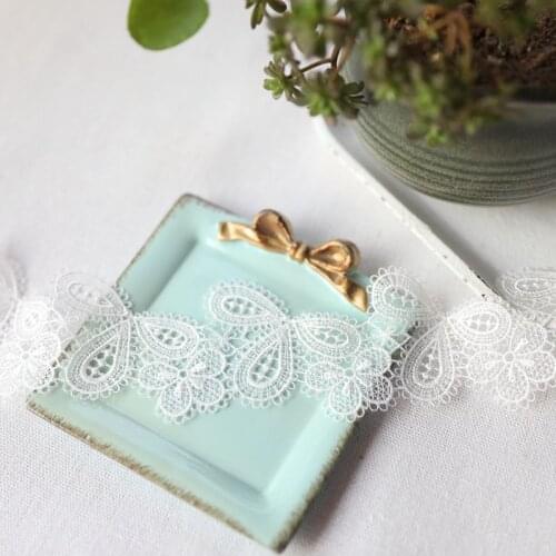 Hot sale Delicate white butterfly accessories 5 cm of water soluble embroidery lace H0504
