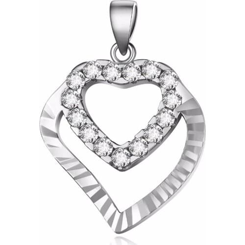 GND0396 925 Sterling Silver Pendant Beauty Charming Crystal CZ Classic Love Heart Necklaces Pendants Fashion Jewelry For Women