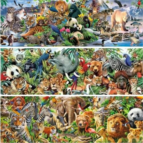 Huacan Square/round Diamond Art Painting Animals World Mosaic Lion Tiger Embroidery Panda Cross Stitch Home Decor