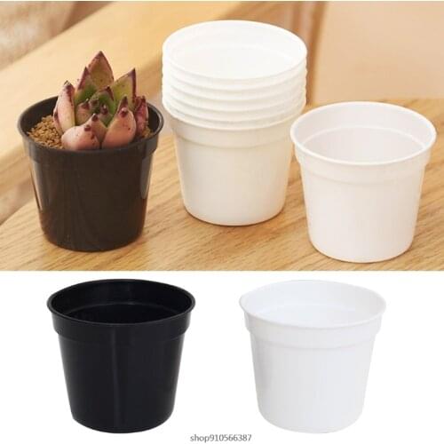10Pcs Mini Plastic Round Flower Pot Indoor Plant Pots Drainage Minimalist White/Black Home Decor Flower Gardening Pots Wholesale