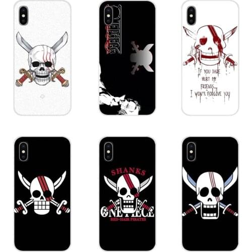 For Xiaomi Redmi 4A S2 Note 3 3S 4 4X 5 Plus 6 7 6A Pro Pocophone F1 One Piece Red Hair Shanks skull flag Soft Transparent Cases