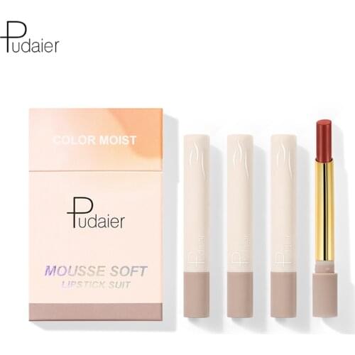 4-Color Lipstick Makeup Set Matte Long-Lasting Hydrating Lip Makeup Gloss Soft Fog Portable Water Moistening Non Drying Lipstick