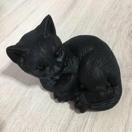 Natural obsidian cat hand carved quartz crystals gemstone Reiki healing stones feng shui decoration