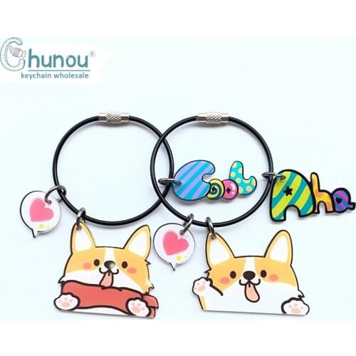 2021 New Creative Husky Corgi Key Ring Key Chain Cute For Women Men Bag Car Keychain Accessories Best Friends Couple Gift