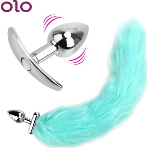 OLO Slave Cosplay Tail Sex Toys for Women Sexshop Luminous Blue Fox Tail Butt Plug Bright Anal Plug Adult Games Erotic