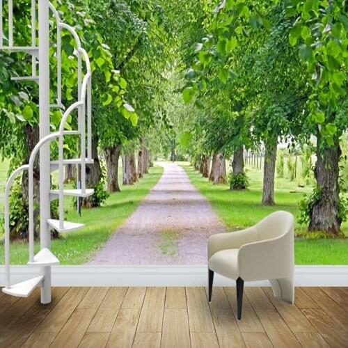 Custom Photo Wallpaper Modern 3D Green Forest Path Murals Living Room TV Dining Room Nature Landscape Wall Cloth Papel De Parede