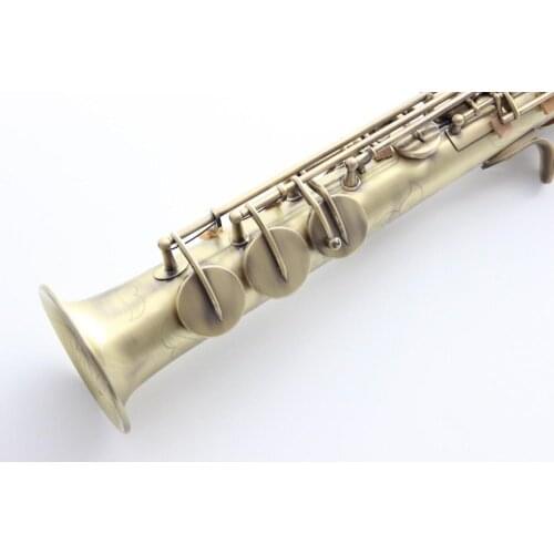 New Custom Series Unbranded Straight Pipe Soprano B(B) Saxophone Pearl Buttons Brass Antique copper Sax Musical Instruments