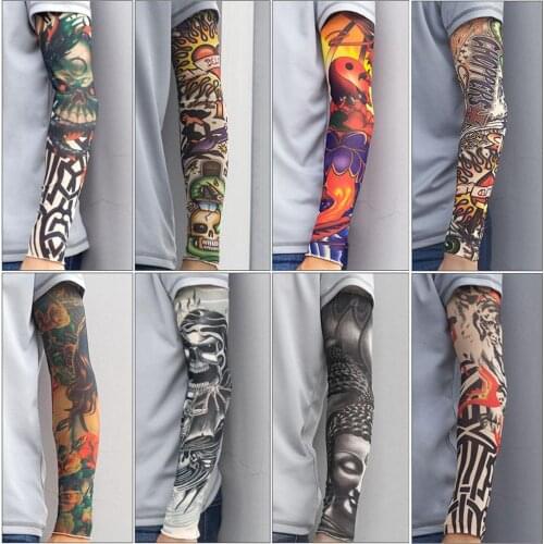 Unisex Tattoo Arm Sleeves Skull Arm Warmers Tattoos Men and Women Ice Cool Dragon Sleeves Summer Driving Sunscreen Arm Sleeves