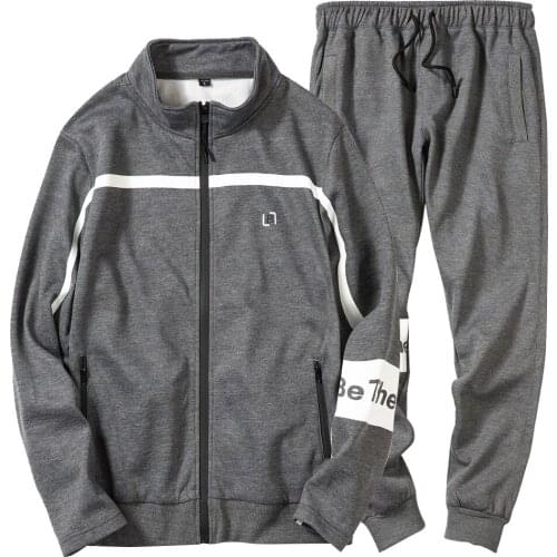 2020 New Stand Collar Sweatshirts Men Tracksuit Pants Male Set Fashion Fitness Sportswear Men Clothing Casual Sweat Suits Homme