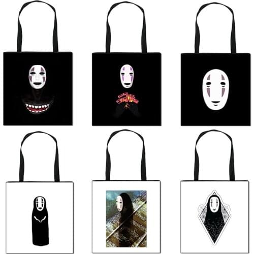 Spirited Away Anime Tote Bag Harajuku Gothic Lady Shopping Large Capacity Storage Bag Travel Handbag Retro Shoulder Bag