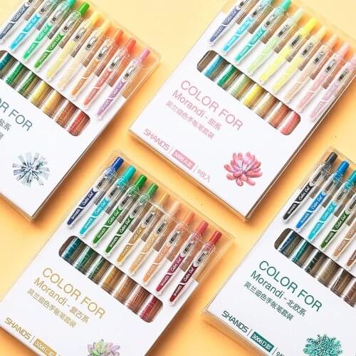 9 Colors/set Vintage Morandi Gel Pen Creative DIY Diary Journal Drawing Graffiti Pen Kawaii Office Stationery School Supplies