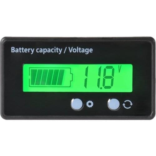 Waterproof 12/24/36/48V LCD Lead-acid Battery and Lithium Battery Capacity Tester Voltage Meter Monitor Green Backlight for Vehi
